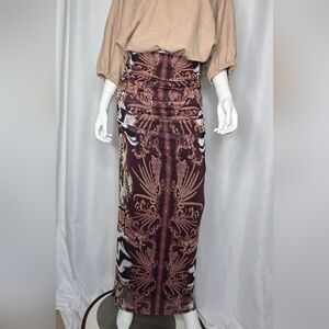 AFRM  Maxi Skirt in Brown Ornate Print